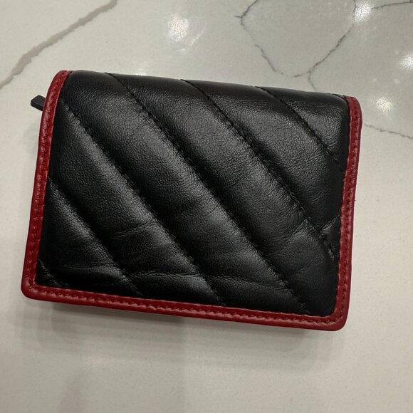 GUCCI GG Marmont  Black Red Leather - Bifold Wallet - Picture 2 of 7